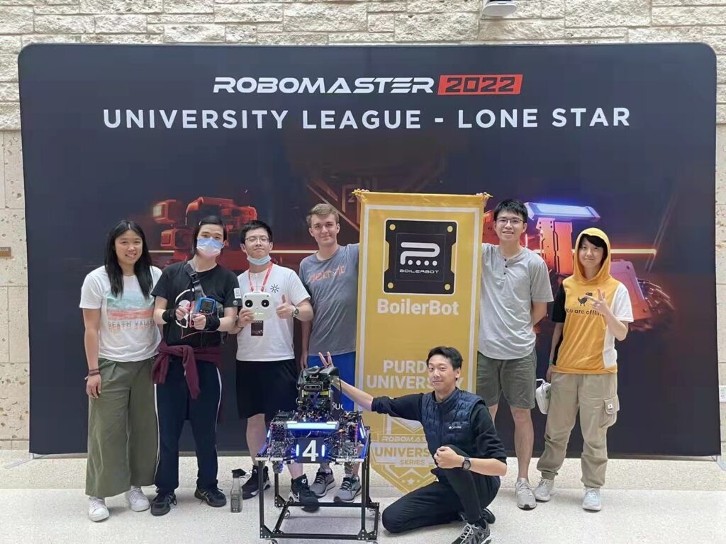 RoboMaster robots lined up during the 2022 competition.