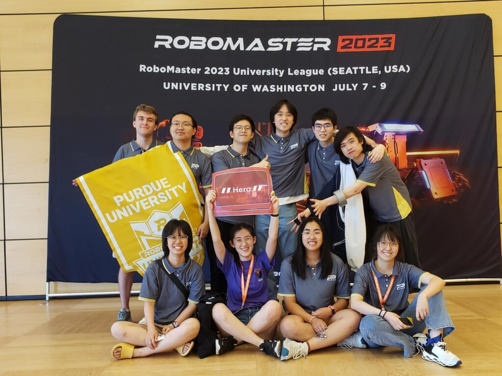 Purdue RoboMaster team photo at the 2023 competition.